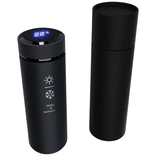Borraccia termica a marchio SCX design smart con display sul tappo che indica la temperatura in scatola regalo da 500ml