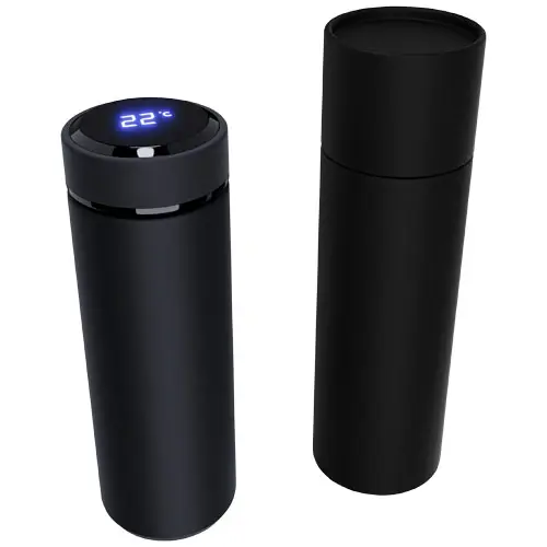 Borraccia termica a marchio SCX design smart con display sul tappo che indica la temperatura in scatola regalo da 500ml