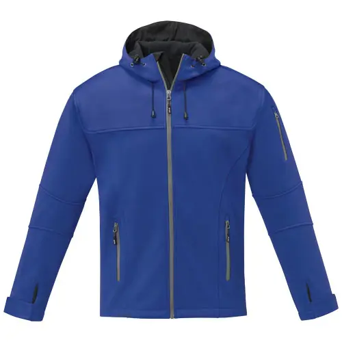 Giacca softshell da uomo con tessuto imperabile e traspirante con chiusura a zip e cappuccio e tasche anteriori con zip e sulla manica