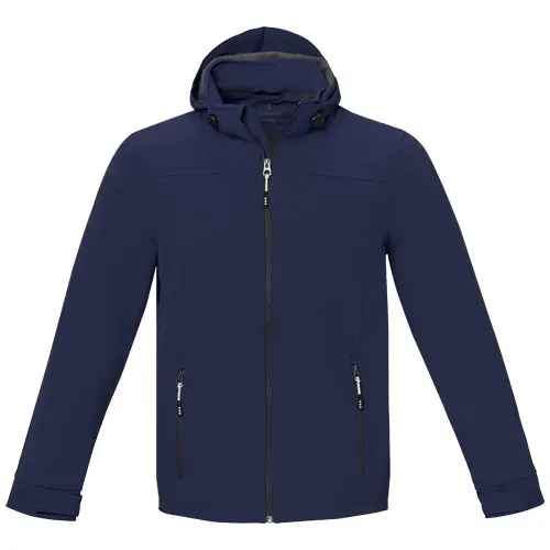 Giacca softshell da uomo impermeabile a tre strati con cappuccio staccabile interno in micropile