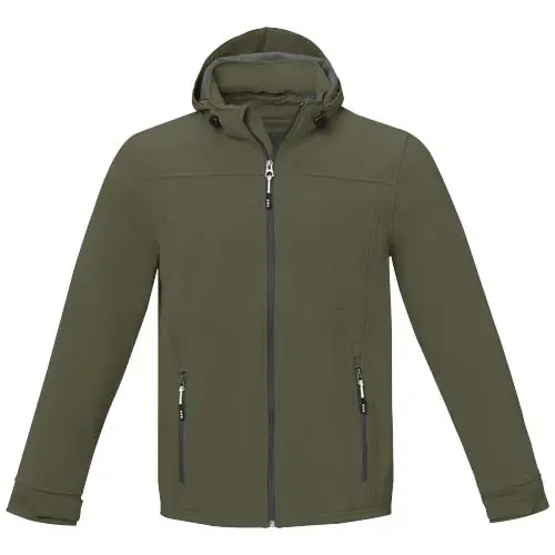 Giacca softshell da uomo impermeabile a tre strati con cappuccio staccabile interno in micropile