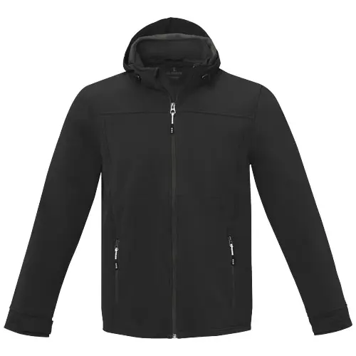 Giacca softshell da uomo impermeabile a tre strati con cappuccio staccabile interno in micropile