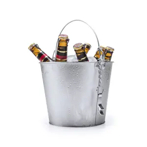 Secchiello da birra in metalloda 6l con apribottiglie in alluminio