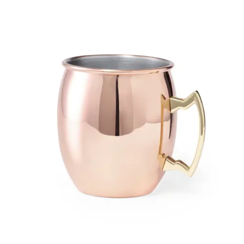 Tazza in acciaio inossidabile da 500ml con rivestimento in rame e manico color oro