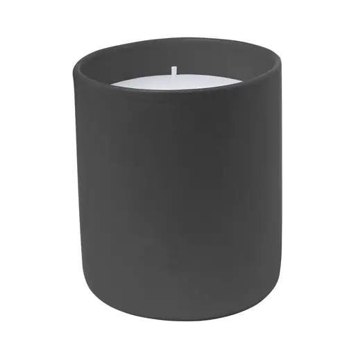 Candela aromatica alla vaniglia in vasetto di ceramica con confezione in carta kraft