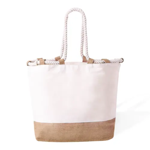 Borsa mare in cotone e juta con manici in corda da 280gr 50x34x17cm