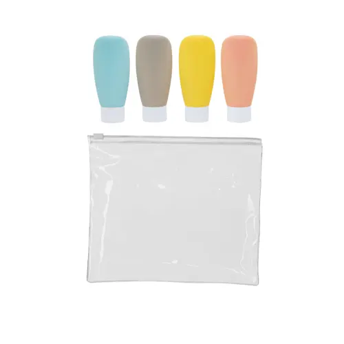 Sacchttino ermetico trasparente con flaconcini vuoti colorati da 60ml
