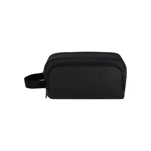 Beauty Case in morbido PU con chiusure a zip e tiranti metallici