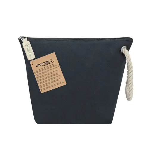Beauty Case in cotone riciclato con chiusura a cerniera e cordoncino per un facile trasporto