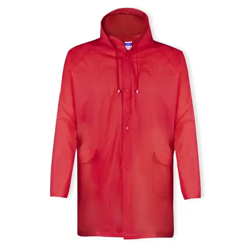 Giacca impermeabile unisex in EVA con finitura termosaldata cappuccio e cinghie di regolazione con custodia