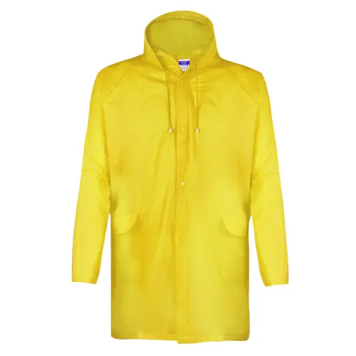 Giacca impermeabile unisex in EVA con finitura termosaldata cappuccio e cinghie di regolazione con custodia