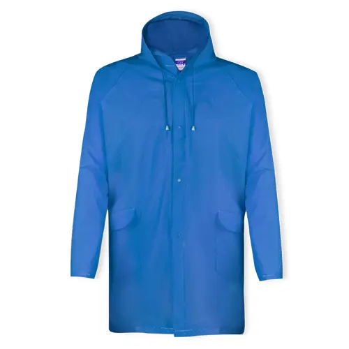 Giacca impermeabile unisex in EVA con finitura termosaldata cappuccio e cinghie di regolazione con custodia