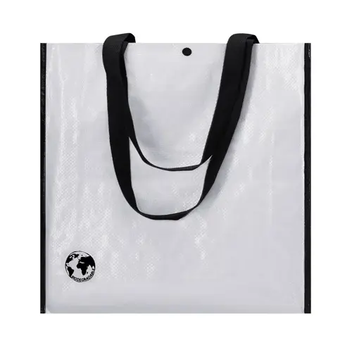 Shopper in materiale laminato e con soffietto rinforzato 38x38x12cm