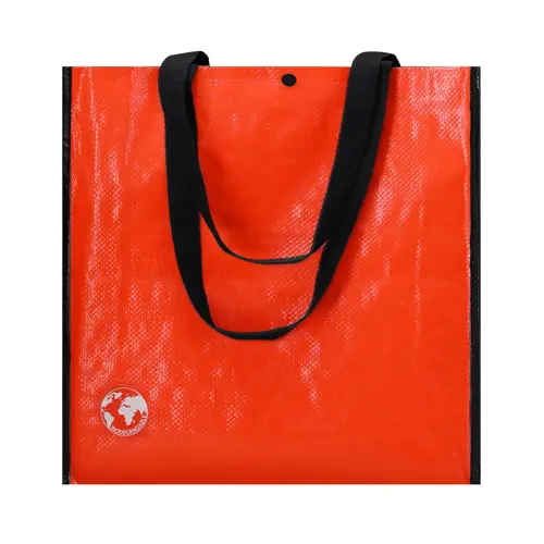 Shopper in materiale laminato e con soffietto rinforzato 38x38x12cm