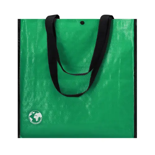 Shopper in materiale laminato e con soffietto rinforzato 38x38x12cm