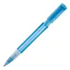 Penna a sfera in plastica transparente con finitura opaca e refill blu