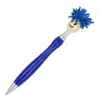 Penna a sfera in plastica con pulsante peloso e refill blu