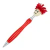 Penna a sfera in plastica con pulsante peloso e refill blu