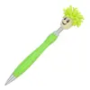 Penna a sfera in plastica con pulsante peloso e refill blu