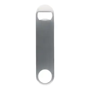 Apribottiglie in acciaio inox con ampio spazio per il marchio