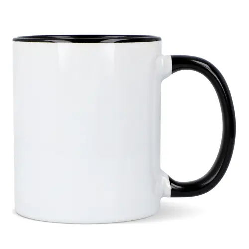 Tazza in ceramica bianca da 300ml con interno e manico colorati
