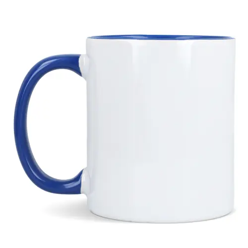 Tazza in ceramica bianca da 300ml con interno e manico colorati
