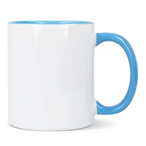 Tazza in ceramica bianca da 300ml con interno e manico colorati