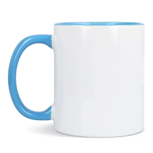 Tazza in ceramica bianca da 300ml con interno e manico colorati
