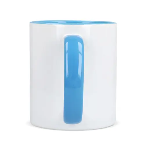 Tazza in ceramica bianca da 300ml con interno e manico colorati