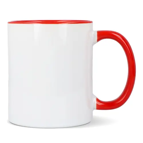 Tazza in ceramica bianca da 300ml con interno e manico colorati