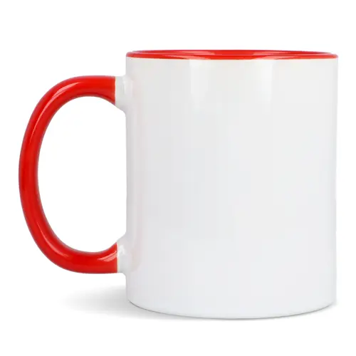 Tazza in ceramica bianca da 300ml con interno e manico colorati