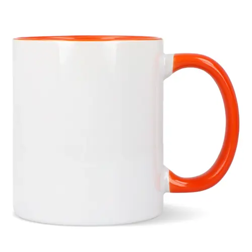 Tazza in ceramica bianca da 300ml con interno e manico colorati