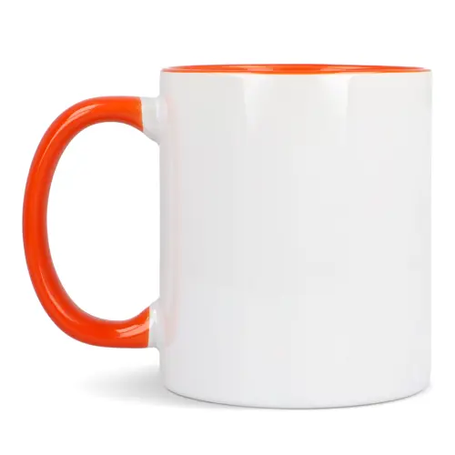 Tazza in ceramica bianca da 300ml con interno e manico colorati
