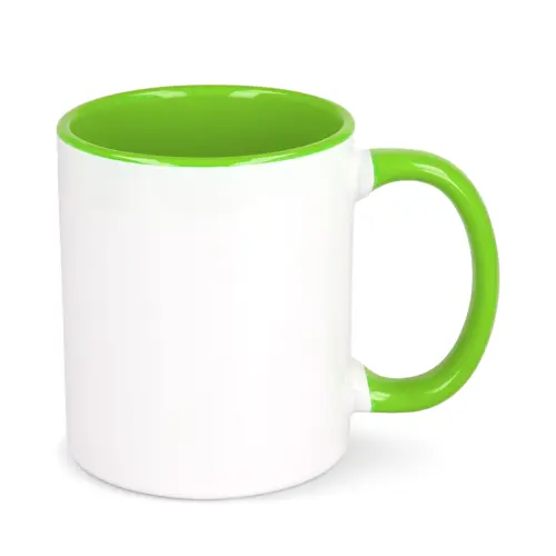 Tazza in ceramica bianca da 300ml con interno e manico colorati