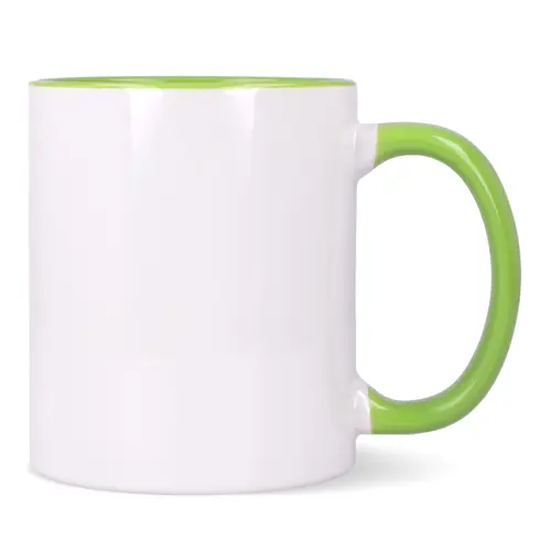 Tazza in ceramica bianca da 300ml con interno e manico colorati