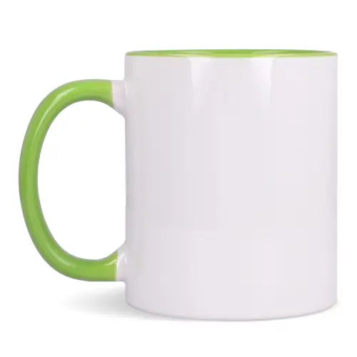Tazza in ceramica bianca da 300ml con interno e manico colorati