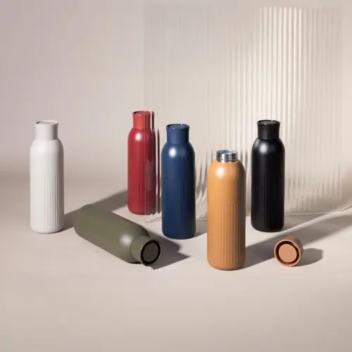 Borraccia Sagaform Tekla Push da 500ml in acciaio con tappo a pressione riciclato