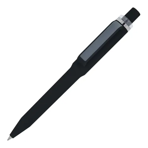 Penna dal design unico in ABS con finitura soft touch e refill blu