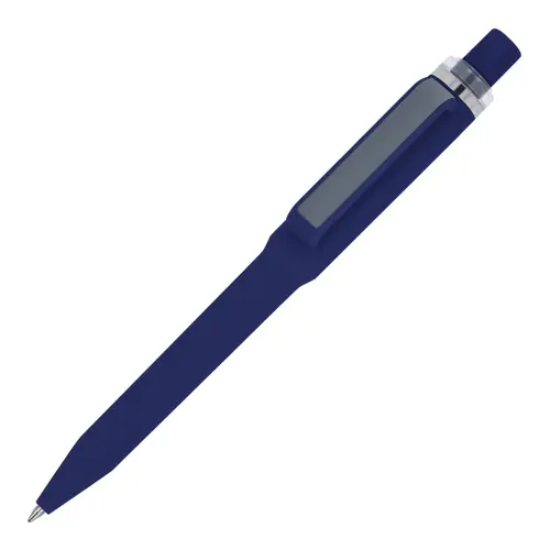 Penna dal design unico in ABS con finitura soft touch e refill blu