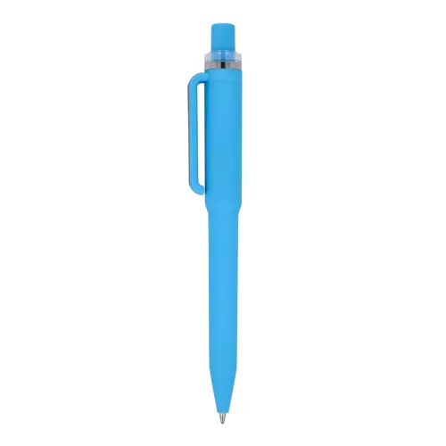 Penna dal design unico in ABS con finitura soft touch e refill blu