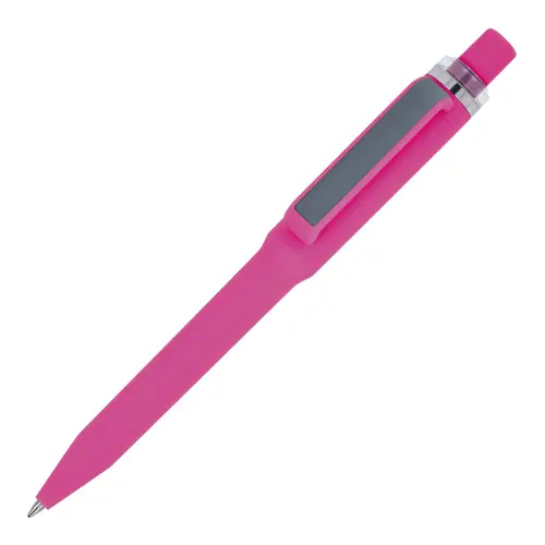 Penna dal design unico in ABS con finitura soft touch e refill blu