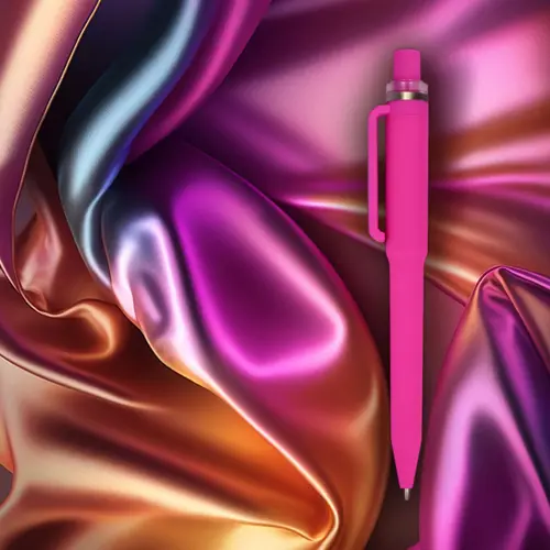 Penna dal design unico in ABS con finitura soft touch e refill blu