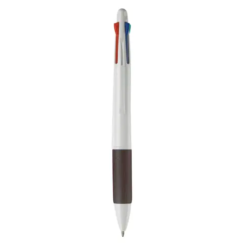 Penna a sfera in plastica disponibile in vari colori con 4 refill nero rosso blu e verde