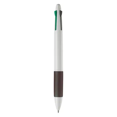 Penna a sfera in plastica disponibile in vari colori con 4 refill nero rosso blu e verde