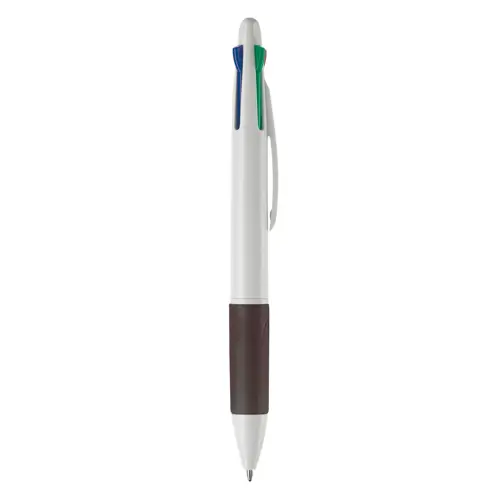 Penna a sfera in plastica disponibile in vari colori con 4 refill nero rosso blu e verde