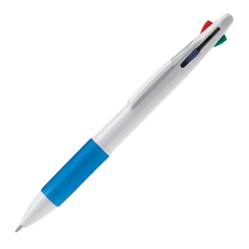 Penna a sfera in plastica disponibile in vari colori con 4 refill nero rosso blu e verde