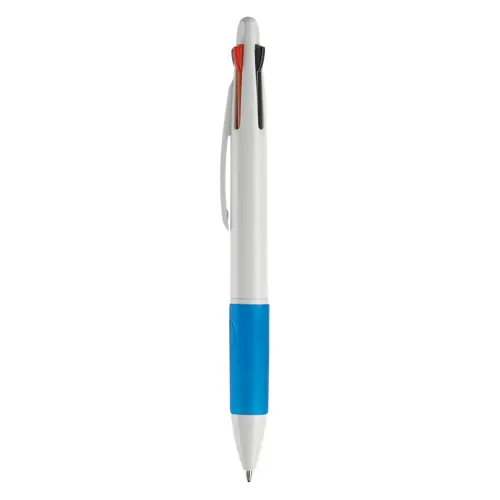 Penna a sfera in plastica disponibile in vari colori con 4 refill nero rosso blu e verde