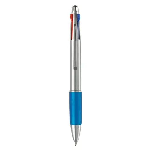 Penna a sfera in plastica disponibile in vari colori con 4 refill nero rosso blu e verde