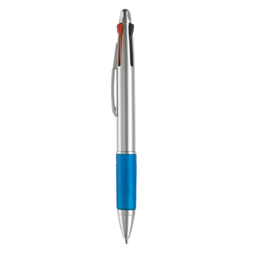 Penna a sfera in plastica disponibile in vari colori con 4 refill nero rosso blu e verde