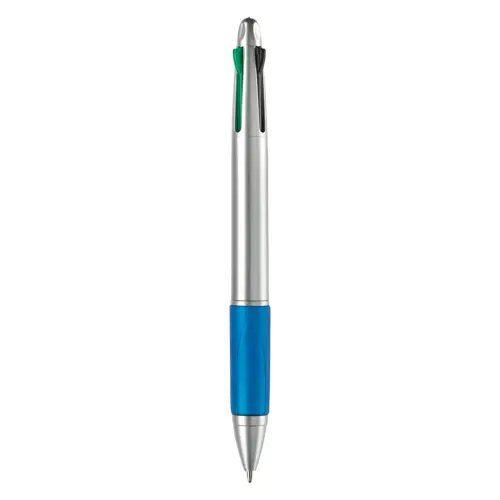 Penna a sfera in plastica disponibile in vari colori con 4 refill nero rosso blu e verde